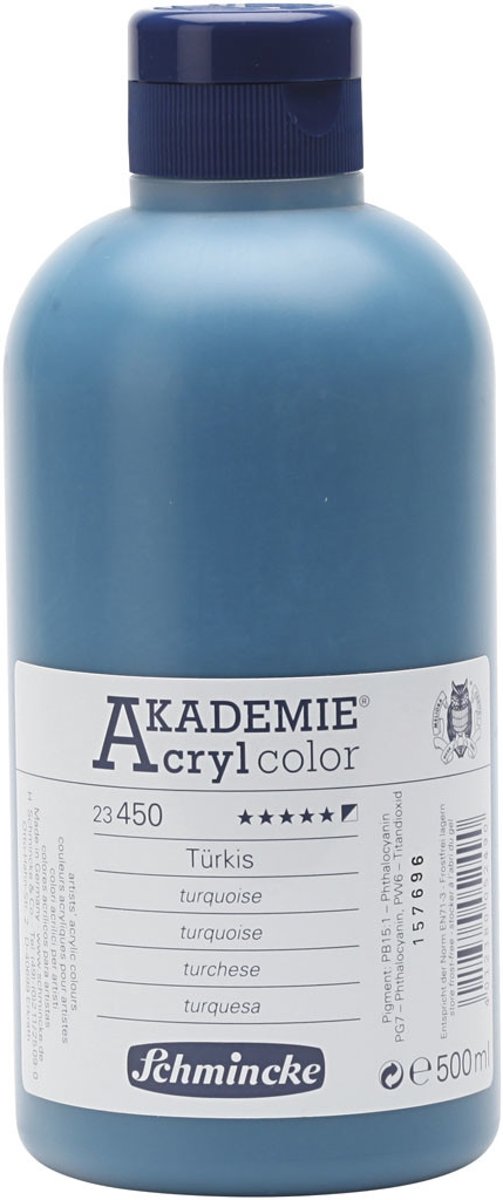 Schmincke AKADEMIE® Acryl color , turquoise (450), semi-opaque, , 500ml [HOB-31874]